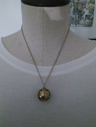 Rare Victorian 14k Gold Filled 6 Photo Folding Ball Locket Necklace