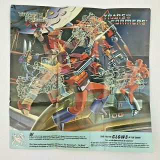 Vtg G1 Transformers Glow In The Dark Poster Insert Hasbro Rare