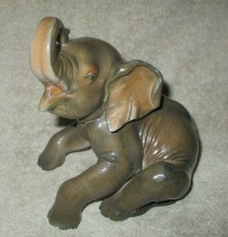 Rosenthal Selb Porcelain Figurine - Rare Seated Elephant In Brown - 1940s