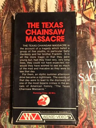 The Texas Chainsaw Massacre VHS Wizard Video Rare Horror Full Flap Box 2
