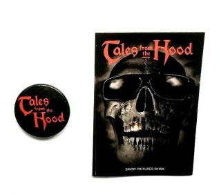 Rare 1995 Tales From The Hood Movie Promo Button & Sticker Set - Crypt Pin