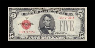 1928 - B United States Note Five Dollars $5 Rare ( (gem Unc))
