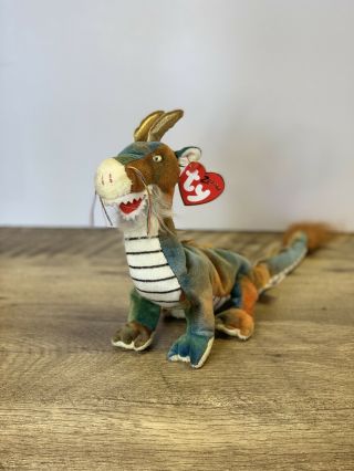 Retired 2000 Ty “dragon” Zodiac Rare Beanie Baby With Tag And Tag Protector