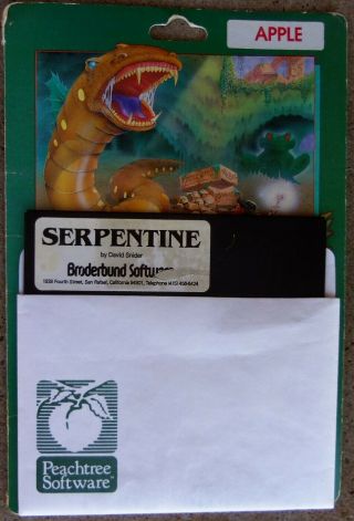 1982 Serpentine By Broderbund Software For Apple Ll Computer Game Rare