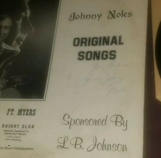 RARE Johnny Noles private Florida LP Songs Ft Myers signed autographed 3