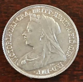 Rare: 1897 Great Britain Victoria 1 Schilling Silver Coin.