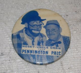 Rare Whio Dayton Oh Nosey And Uncle Orrie Pennington Pals Pinback