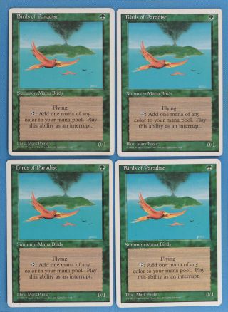 Birds Of Paradise [4x X4] 4th Edition Heavily Pld Rare Cards (34617) Abugames
