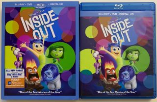 Disney Pixar Inside Out Blu Ray Dvd 3 Disc Set,  Rare Oop Slipcover Sleeve Buyit