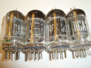 Four 5963 Tubes,  By Rca,  Rare Black Plate,  Good Ratings