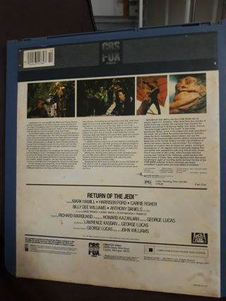 Star Wars Return Of The Jedi CED Videodisc RCA Selectavision RARE HTF 2
