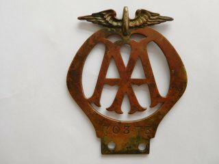 Vintage Aa Motorcycle Car Badge - Pre - War Automobile Association Rare.  70373.