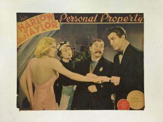 Rare Personal Property Lobby Card - Jean Harlow Robert Taylor