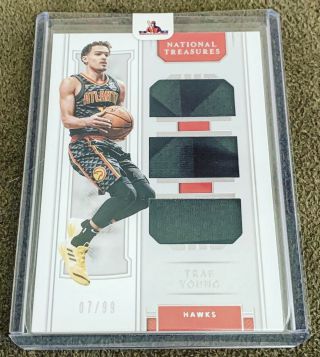 2018 - 2019 National Treasures Trae Young Triple Patch /99 Rare