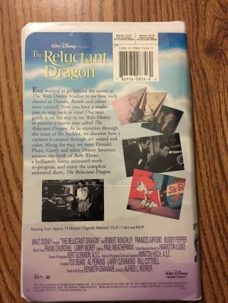 RARE The Reluctant Dragon Walt Disney Home Video VHS 15172 Plastic Case 2