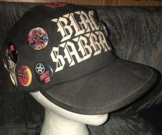 Vintage 1982 Black Sabbath Rock Cap / Hat.  One Size.  Heavy Metal Pin Badges Rare
