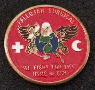 Rare Usmc Usn Corpsman Medic Fallujah Doc Oif Iraq Marine Navy Challenge Coin
