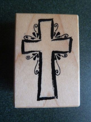 Rubber Stamp By 2001 Psx D - 2514 Rugged Cross Religion Religious Church Rare