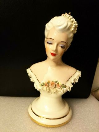 Vtg Florence Ceramics Pasadena California American Lady Bust 8.  5 .  Rare Fund.