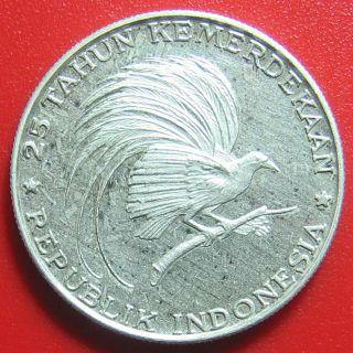 1970 Indonesia 200 Rupiah Silver Proof Bird Of Paradise Independence Rare 26mm