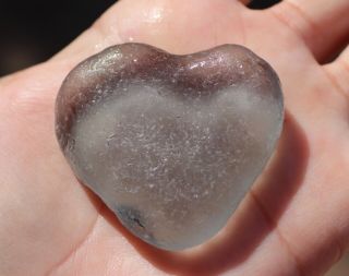 Very Rare Platinum Gray Frosty Russian Seaglass Heart Wow