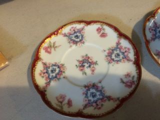 Haviland Limoges Set of 4 Ramekins 5 Under plates Rare Swags Roses Double Gold 5