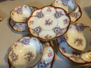 Haviland Limoges Set of 4 Ramekins 5 Under plates Rare Swags Roses Double Gold 7