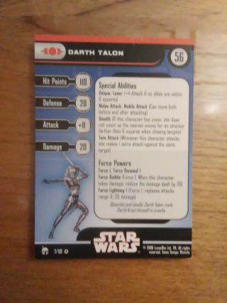 Star Wars Miniatures Legacy Of The Force Very Rare 7 Darth Talon