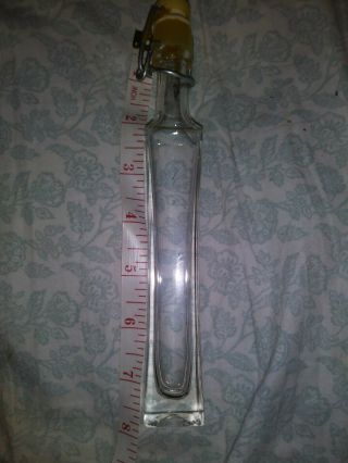 Fancy Rare Laudanum Opium Container Clear Glass Bottle Hinged Stopper 7.  5 " Tall