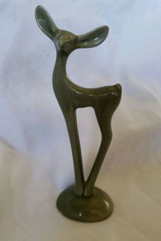 Rare Green Vintage California Pottery Deer Animal Figurine Mid Century Modern