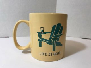 Rare Life Is Good Coffee Mug Yellow Lawn Chair Oversized Large Mug