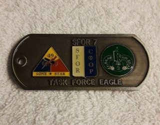 Authentic Army Sfor 7 Bosnia Task Force Eagle 49id 3dr Acr Rare Challenge Coin