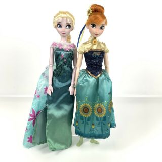 Disney Store Official Summer Solstice Anna Elsa Dolls 12 " Frozen Fever Set Rare