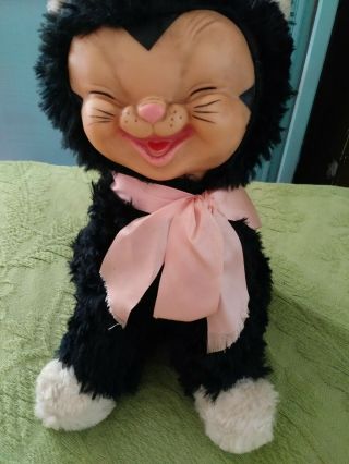 Vintage Plush Rubber Face Stuffed Rare Kitty Cat Ideal Musical Rushton style 3