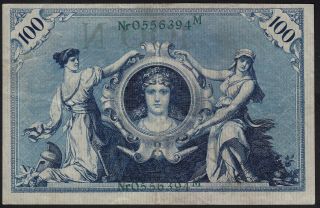 1908 100 Mark Germany Rare Old Vintage Paper Money Banknote Currency P 34 Vf