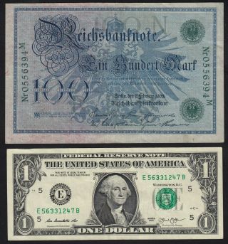 1908 100 Mark Germany Rare Old Vintage Paper Money Banknote Currency P 34 VF 2