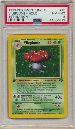 Psa 8 Pokemon Jungle 1st Edition Holo Rare Vileplume 15/64 Nm/mint C