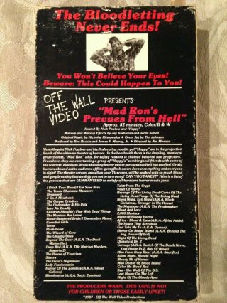 Mad Ron’s Prevues From Hell VHS Rare Horror Gore 2