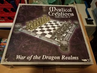 Mystical Creations: War Of The Dragon Realms (castle Chess Set) Complete Rare