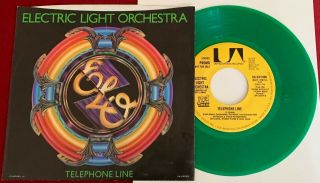 Electric Light Orchestra " Telephone Line " Ultra - Rare U.  S.  Promo Single Green Wax
