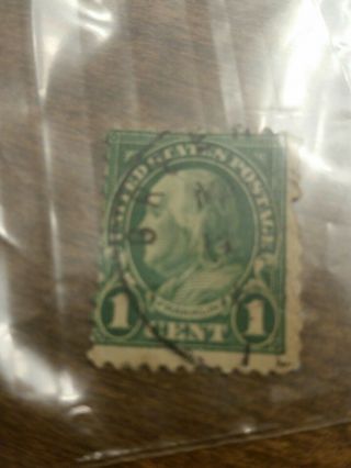 Rare 1 Cent Green Ben Franklin Stamp 1936 Post (maybe Scott 594 Or 596)