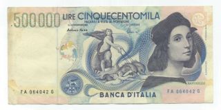 500.  000 Lire Italia Vg 1997 P118 Raffaello Lira Italy Note Rare Raphael
