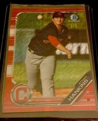 Ethan Hankins Bowman Chrome Red Shimmer Refractor 1 Of 5 Made.  Extremely Rare,