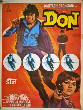 Rare Bollywood Poster,  Don,  1978,  India