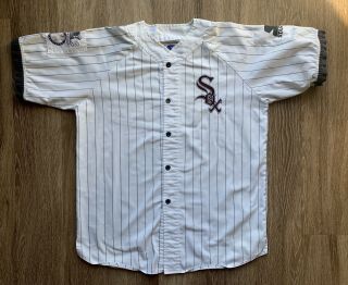 Rare Vintage 90s Starter Chicago White Sox Big Logo Pinstripe Jersey Mens Xlarge