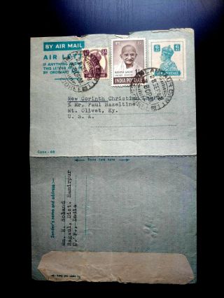 Very Rare 1948 Gandhi “combination” Aerogram,  King George V Stamps After