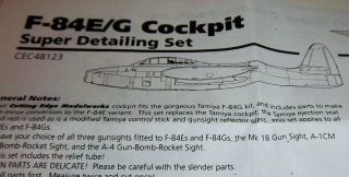 1:48 Rare Cutting Edge Detail Set For Republic F - 84e/g Thunderjet Tamiya Kits