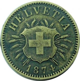 1874 5 Rappen Switzerland Xf Rare B