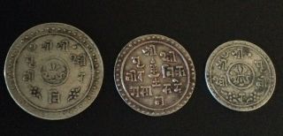 Rare Nepal Half Mohar & Suki Prithvi Vir Vikram Shah Rhodes 1244,  1242 &1255