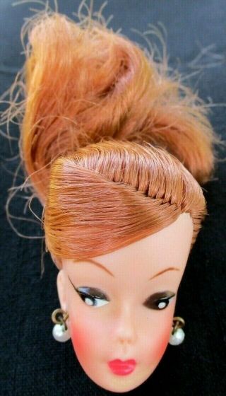 Vintage Clone Swirl Ponytail Barbie Doll Head Rare Red Titian Hair Mitzie U Mark